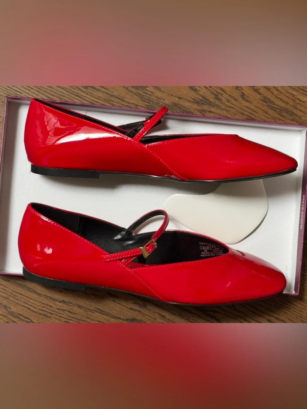 ZARA FAUX PATENT BALLET FLATS WITH ANKLE STRAP size 38 - Picture 5 of 9